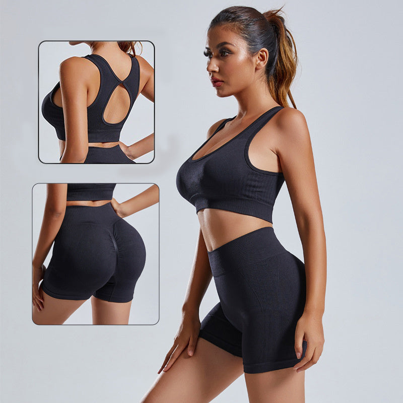 2pcs Yoga Set WomeMen’s Sleeveless Fitness Shirt – Bodybuilding Gym Muscle Vestn's Vest And Shorts Tracksuit Seamless Workout Sportswear Gym Clothing High Waist Leggings Fitness Sports Suits