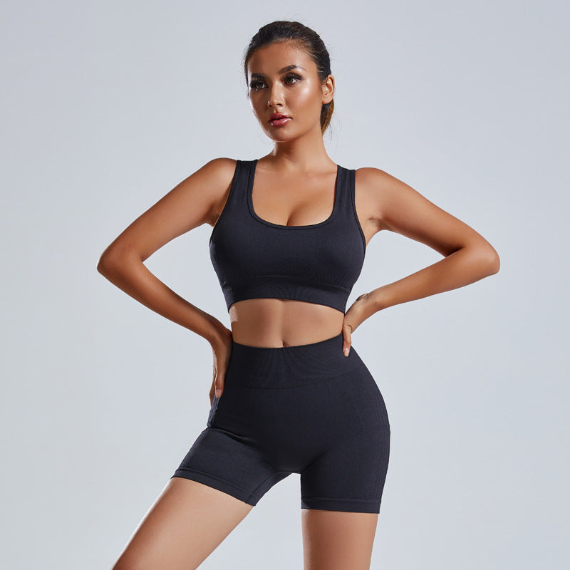 2pcs Yoga Set WomeMen’s Sleeveless Fitness Shirt – Bodybuilding Gym Muscle Vestn's Vest And Shorts Tracksuit Seamless Workout Sportswear Gym Clothing High Waist Leggings Fitness Sports Suits