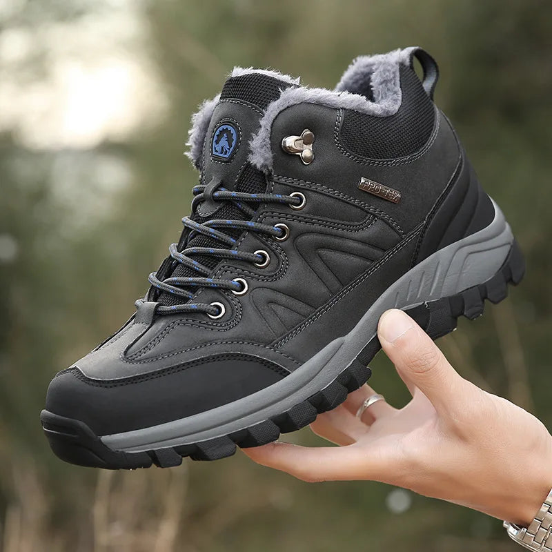 Men’s Winter Outdoor Hiking Shoes – Plush Insulated Lightweight Sneakers
