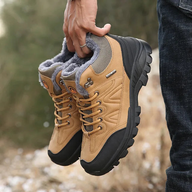 Men’s Winter Outdoor Hiking Shoes – Plush Insulated Lightweight Sneakers